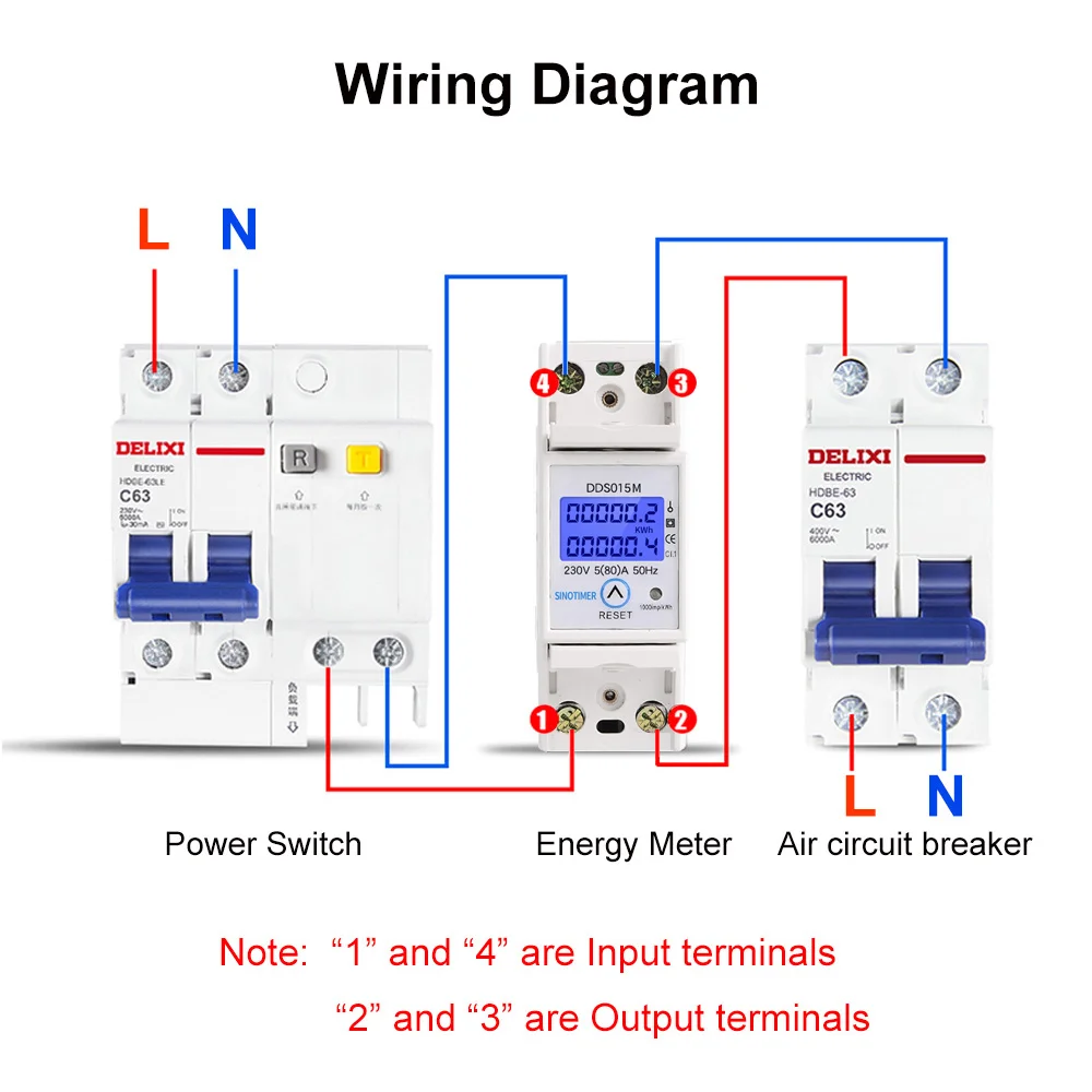 Din-рейка 5-80A 230V AC 50Hz однофазный ваттметр Потребляемая мощность ватт счетчик электроэнергии кВт-ч с функцией сброса Din-рейка 5-80A 230V AC 50Hz однофазный ваттметр Потребляемая мощность ватт счетчик электроэнергии кВт-ч с функцией сброса
