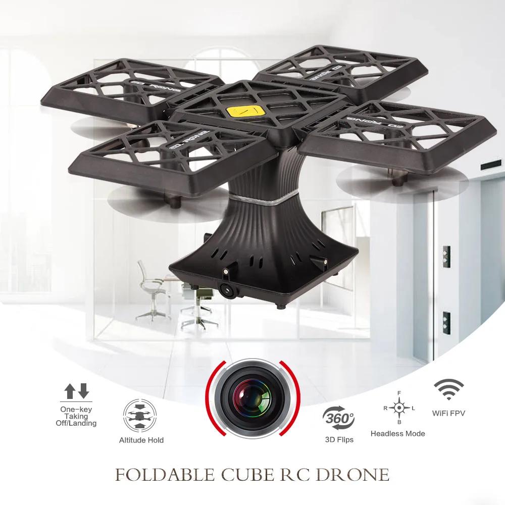 RC Selfie Drone with Camera 720P Wifi FPV Foldable Quadcopter Cube Drone Headless Mode Altitude Hold G-sensor RC Helicopter