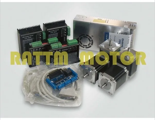 

4 axis CNC controller kit 4axis Nema23 76mm/3A/270 oz-in stepper motor&stepper motor driver 256 microstep and 4.5A current