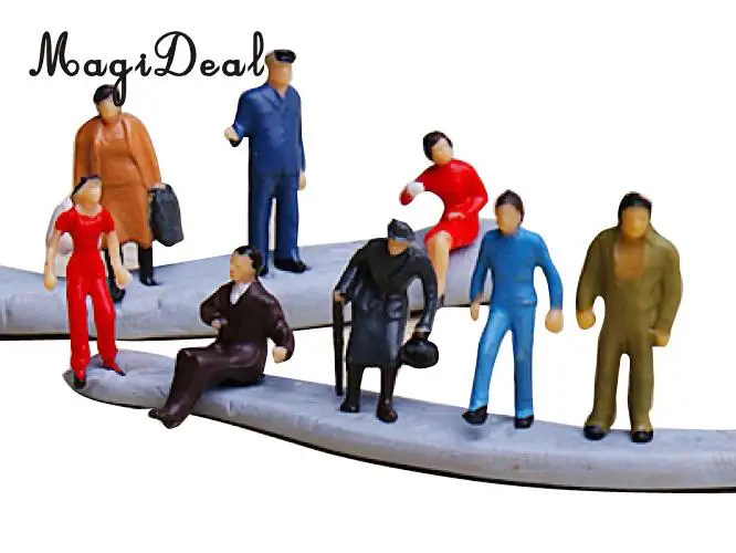 Hot Sale Painted People Figures Bench Lamppost Lights Model for Park Garden Street Station Platform Layout Scene Children Toys