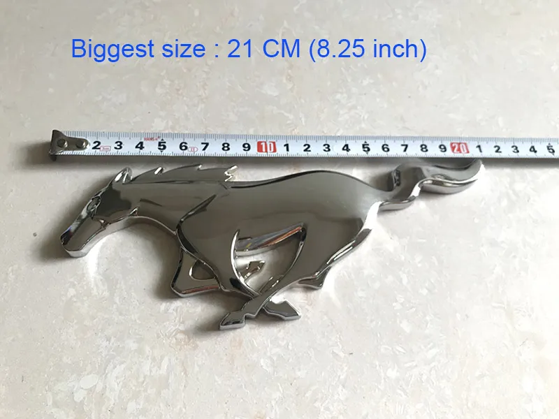 

SUKO 21CM biggest size metal Mustang horse Refitting Logo Front Grille badge 3M glue Sticker Running Horse Decal for Ford Shelby