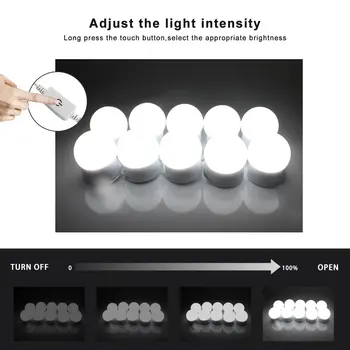 

LED Vanity Mirror Lights Kit, GOESWELL Hollywood Style LED Makeup Mirror Lights 10 LED Dimmable Bulbs Kit USB Powered ST235