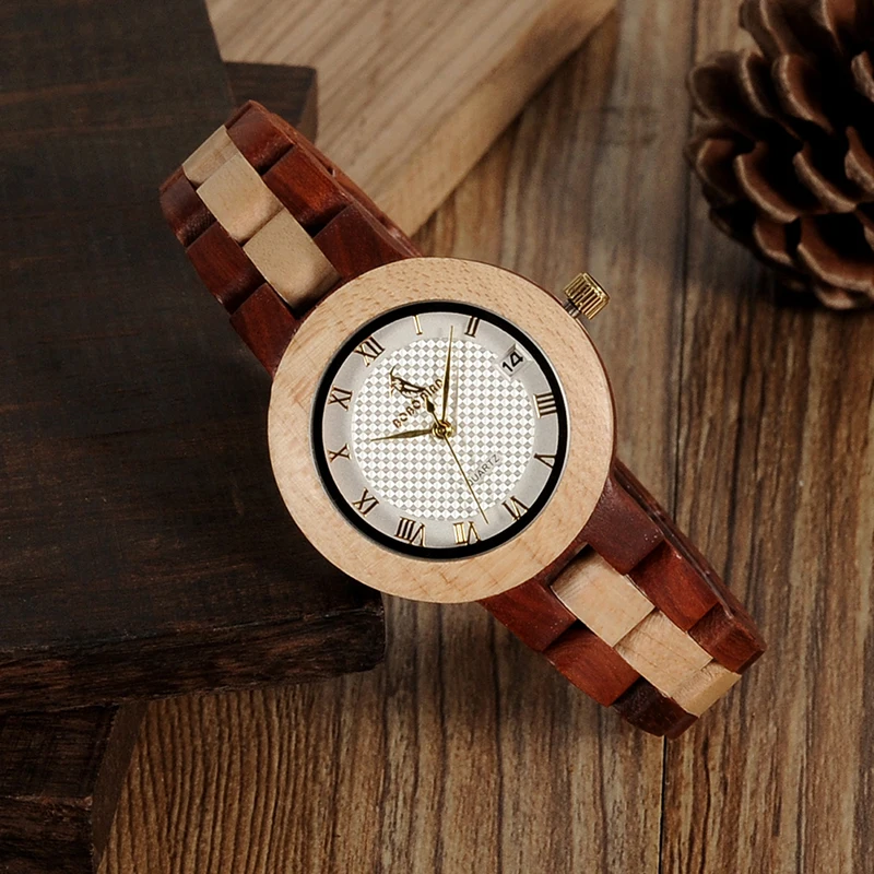 Comprar BOBO pájaro reloj de madera mujer M19 Rosa sandalias mínimo vestido cuarzo reloj de pulsera superior de la marca de lujo de часы женские reloj femenino