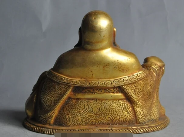 

S0195 chinese buddhism bronze gilt happy Laugh Maitreya Buddha wealth lucky statue