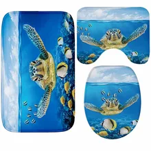 Комплект из 3 предметов, синий коврик для ванной комнаты с морским дном, Мягкий Нескользящий Впитывающий Коврик для ванной комнаты и ванной комнаты