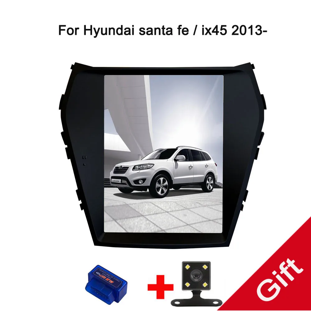 10," Tesla Тип Android Fit hyundai santa fe/ix45 2013 автомобильный dvd-плеер навигация gps радио