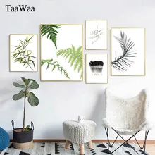Minimalist Black and White Green Plant Leaves Canvas Painting Nordic Modern Posters and Prints Wall Art Picture Home Decoration