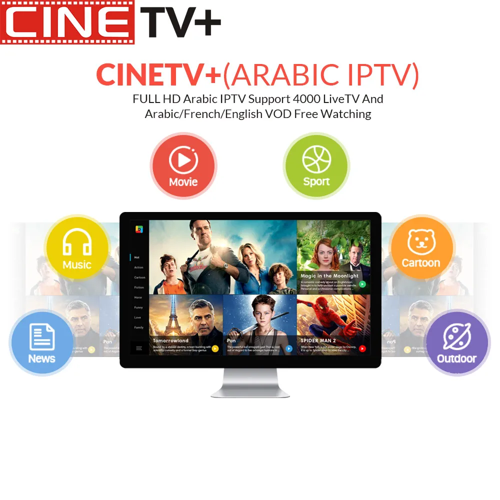 

2018 CINETV French IPTV FULL HD Arabic 4000+Channels VOD European m3u Android mag Stalker Smarttv Eleven PT Spain Movistar sport