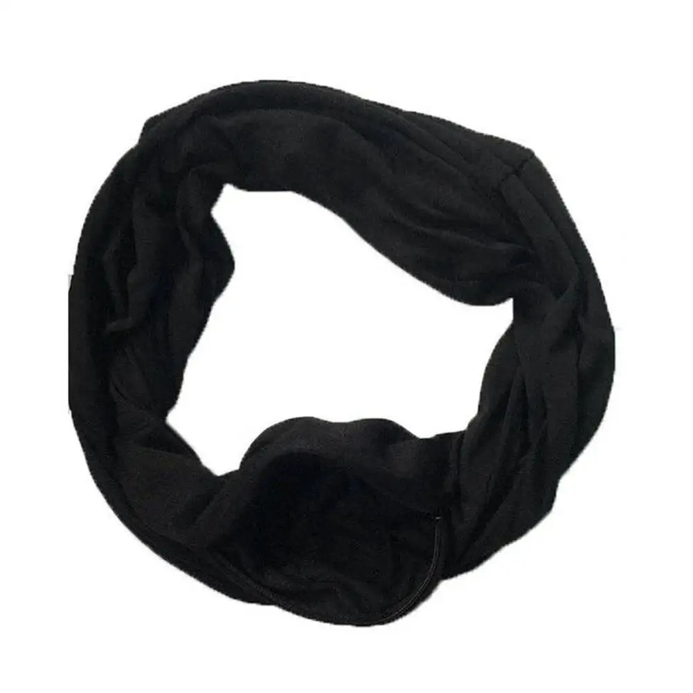 Autumn Winter Warm Infinity Scarf All-match Fashion Women Ring Scarves Solid Soft Pocket Loop Scarf For Female Outdoor Sport