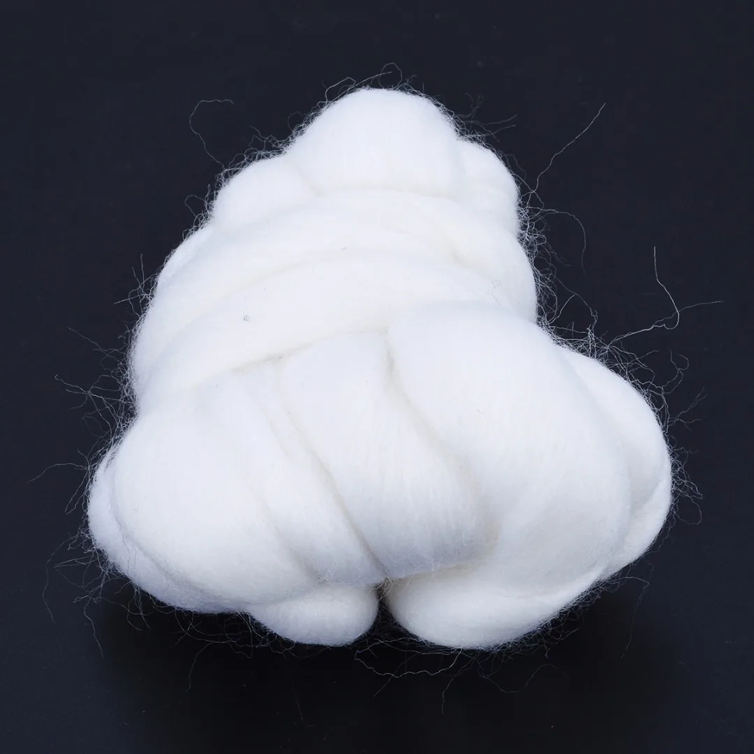 

50g Soft White Merino Dyed Wool Tops Roving Wool Fibre For DIY Needle Felting Doll Needlework Spinning Sewing
