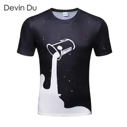 Девин du бренд Мода 2017 Новинка весны мужские 3D с принтом молока футболки Homme черный с коротким рукавом Футболки-топы высокое качество