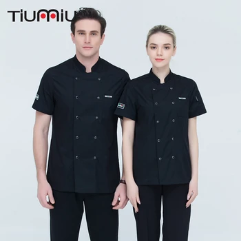 

4 Colors M-4XL Wholesale High Quality Unisex Short-sleeve Double Breasted Kitchen Workwear Chef Jacket Restaurant Bakery Uniform
