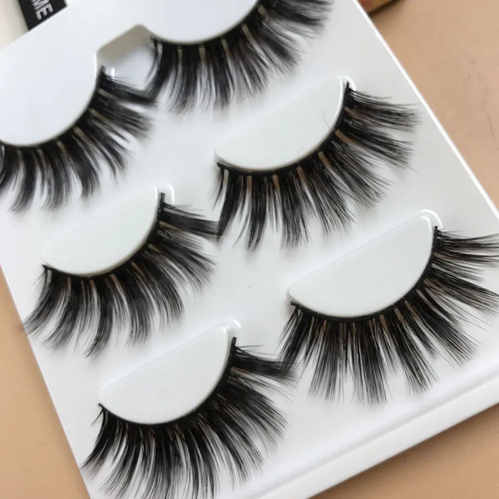 3 Pairs/set 3D Natural Long Thicker Fake Eye Lashes Handmade Thick