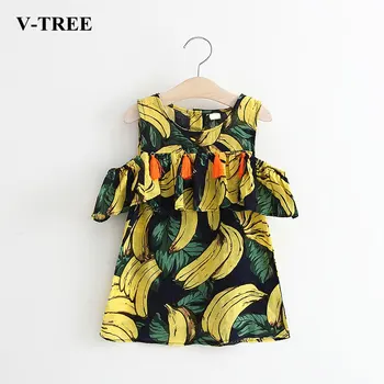 

V-TREE Girls Dress Banana Dresses For Girl Strapless Children Costume Tassel Kids Princess Dress Baby Costume
