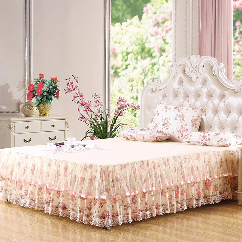 Buy skirted bedspread king bed skirtks lace floral bed