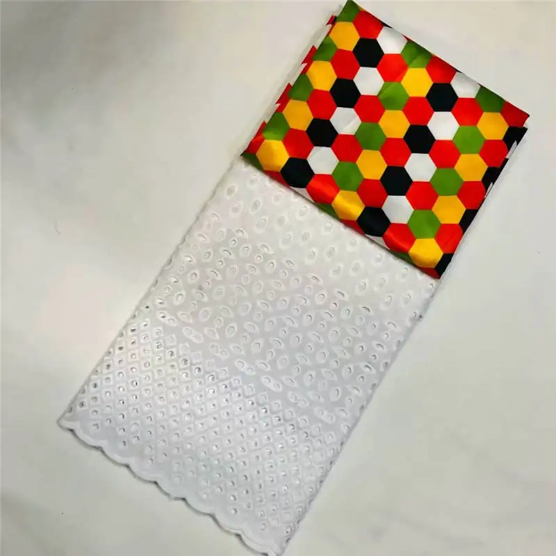 

Newest Milk silky Lace Fabrics Milk Silk Cotton lace 3yards+2.5yards African Ankara Fabric Wax Print Fabric Printing ! L52712