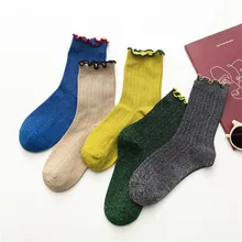 1 пара женских носков Осень Новая мода кружева Stripesd сплошной цвет дышащий личности удобные милые носки для женщин