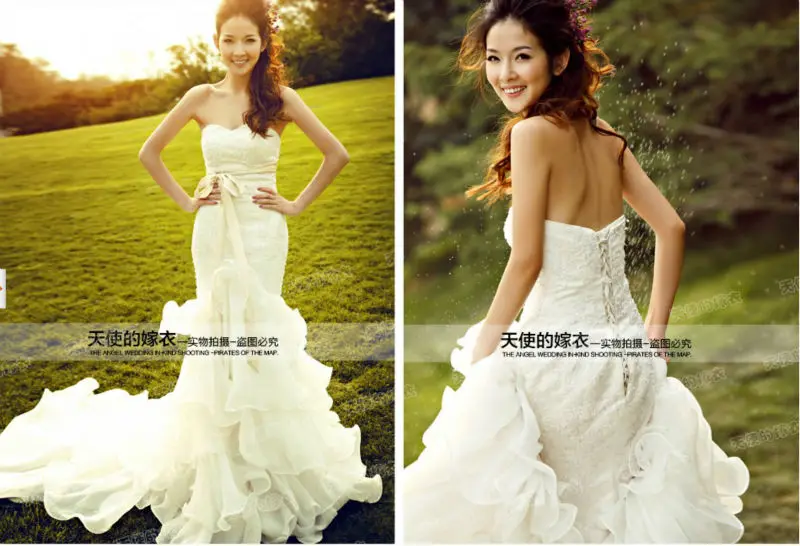 Free Shipping Ready To Ship White Mermaid Wedding Dress Custom