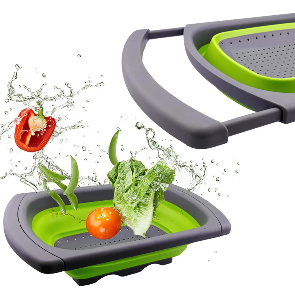 

Collapsible Kitchen Colander Fruit Vegetable Strainer Drainer Washing Basket Plastic Drain Vegatable Basket
