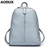 AODUX 100% cuero genuino mochila de cuero de vaca capa superior mochilas escolares bolsa azul claro/gris/rosa /Blanco/Color Beige ► Foto 1/6