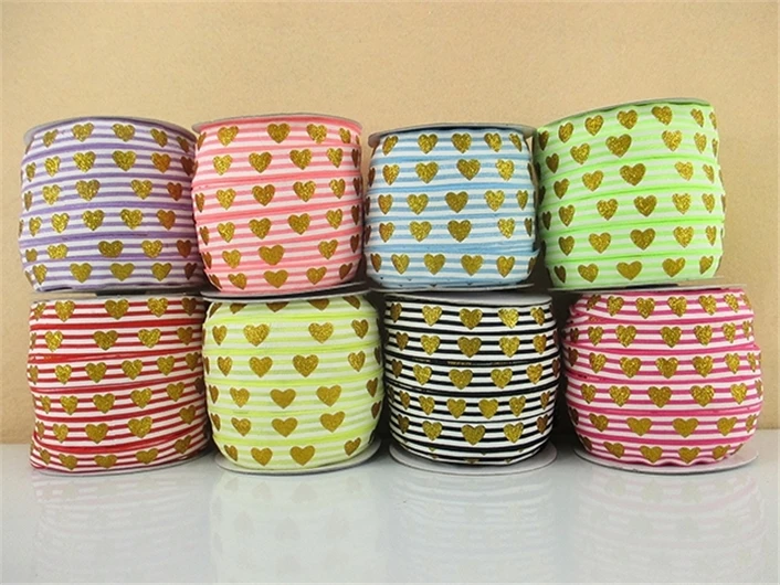 

David Accessories(5yds per roll) 5/8"(16mm) heart elastic high quality 5 yards,DIY handmade materials,wedding gift wrap, 5Yc752