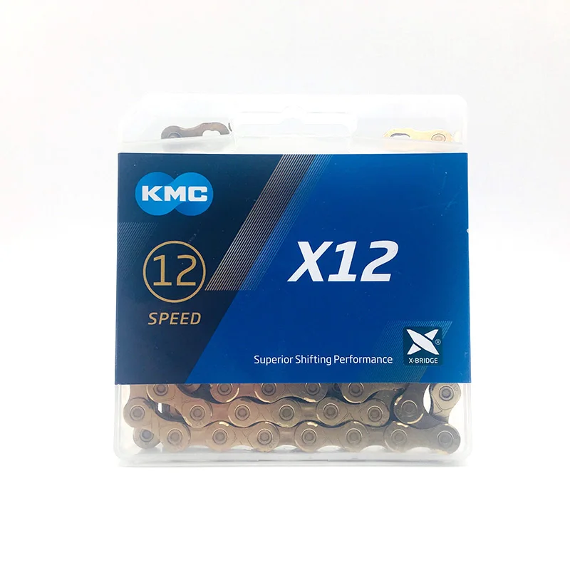 КМК X12 цепи велосипеда 126L цвета: золотистый, серебристый 12 Скорость MTB велосипеда цепь с Оригинальная коробка и волшебная кнопка для MTB дорожный велосипед запчасти - Цвет: X12 Gold