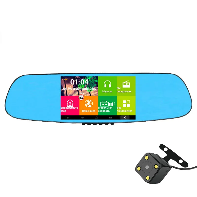 

5' Android Mirror Camera Car DVR 3 In 1 Radar Detector Russian Dash Cam Wifi HD Rearview Mirror Camera GPS Navigator Registrator