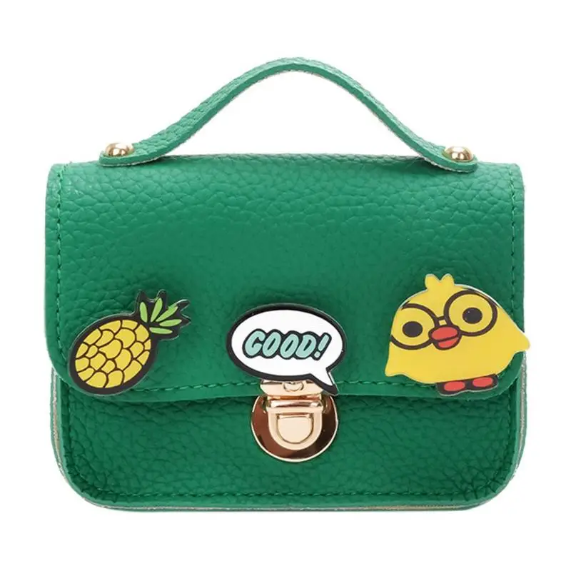 Милый мультяшный кошелек на цепочке через плечо для девочек, детская кожаная сумка на плечо, Роскошная сумочка, женские сумки, дизайнерская мини-сумка-мессенджер Z95 - Цвет: Green