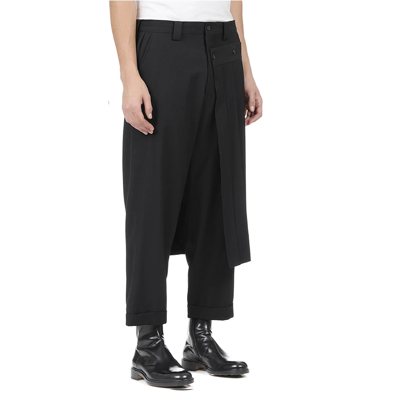 Double men's trouser skirt pants and nine-point tapered bobbin trousers, deconstructed vertical cut  spring pants.  S-9XL!!