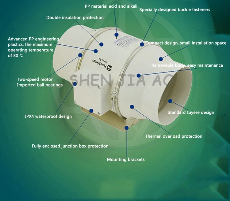 Наклонный поток турбо-заряженный вентилятор для труб HF-150P 6 дюймов сильная вентиляция вытяжной вентилятор круговой вентилятор трубчатой