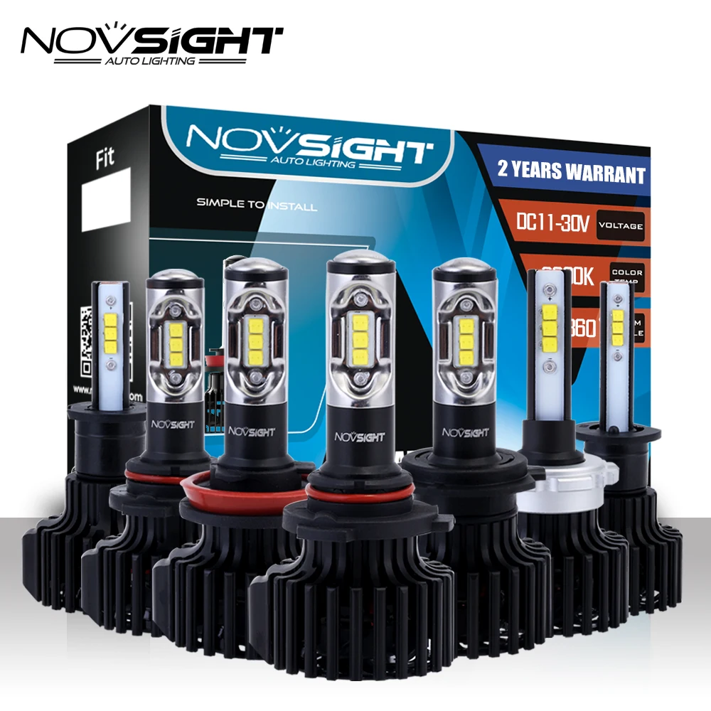 NOVSIGHT H15 H4 HB2 9003 Car LED Headlights 60W 12000LM 9006 9005 H7 H11 H8 H9