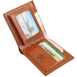 2019 коричневый бумажник кофе кожаный бумажник кредитной карты для мужчин кошелек клатч двойного сложения кож