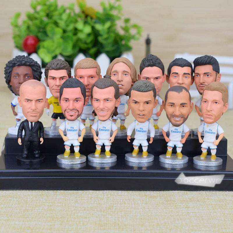 12PCS + Display Box Soccer Real Madrid Player Star Figurine 2.5