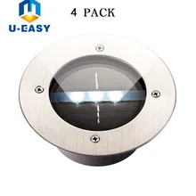 New 4 Set Outdoor Solar Buried Floor Lights 3 LED Stainless Steel Ground Floor Light Garden Lamp Solar led Lighting