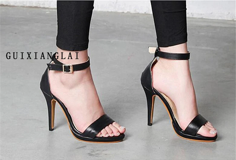 

Brand Genuine Leather Sandals Sexy High Heels Gladiator Sandals Women Lady Party Bridal Shpes Peep Toe Sandal Ankle Strap Shoes