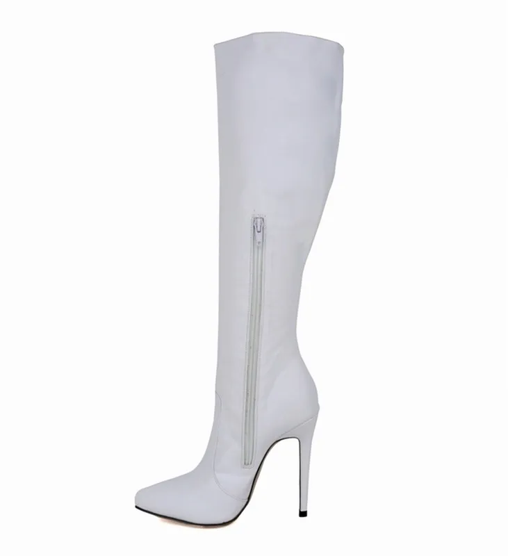 Loslandifen пикантные острый носок весна осень тонкий каблук Для женщин Chaussure каблук 10 см каблук модные Сапоги и ботинки для девочек - Цвет: 7693 white