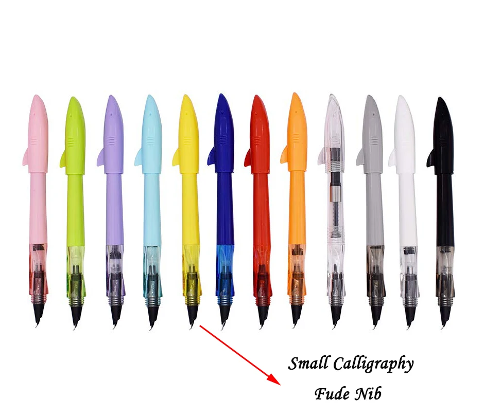 12 PCS Jinhao Shark Fountain Pen Set Fine Nib 0.5mm 12 Colors with Gift Box 