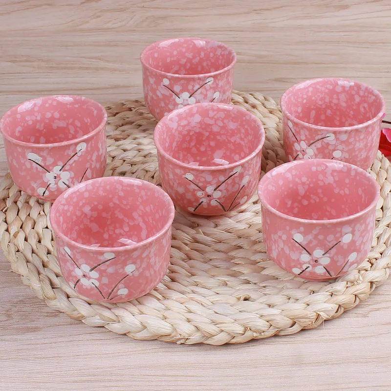 Японский набор чайных горшков вишневого цвета, 1 горшок, 6 чашек, керамическая посуда для напитков, чайный горшок для дома и офиса, чайный набор, чайник, Прямая поставка