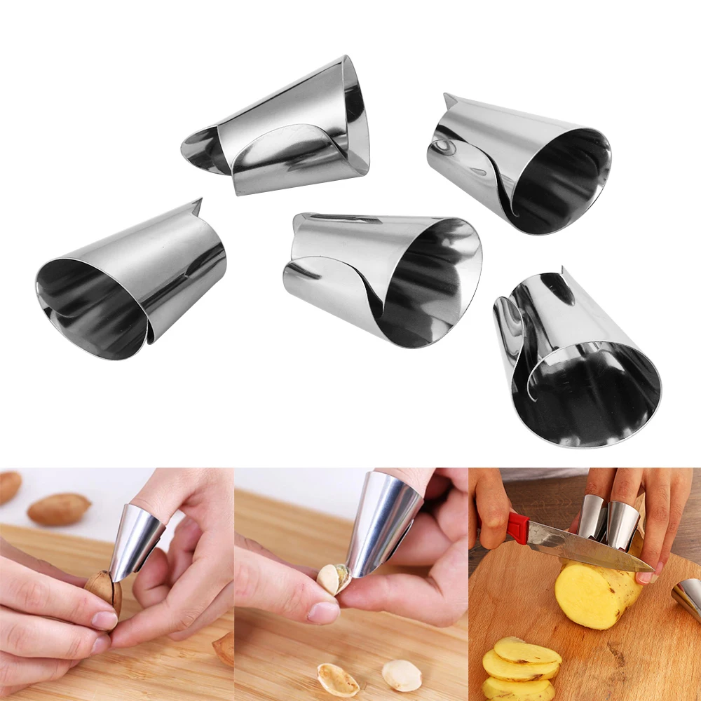 

1/3/5Pcs Stainless Steel Finger Protectors Peanut Sheller Vegetable Nuts Peeling Finger Guard Kitchen Cutting Protection Tools