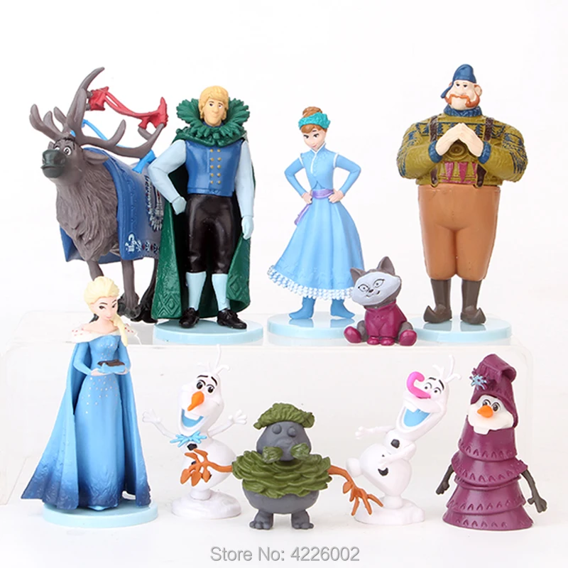 Snow Queen Elsa Anna Model Mini PVC Action Figures Princess Cartoon Anime Dolls Figurines Kids Toys for Children Birthday Gift