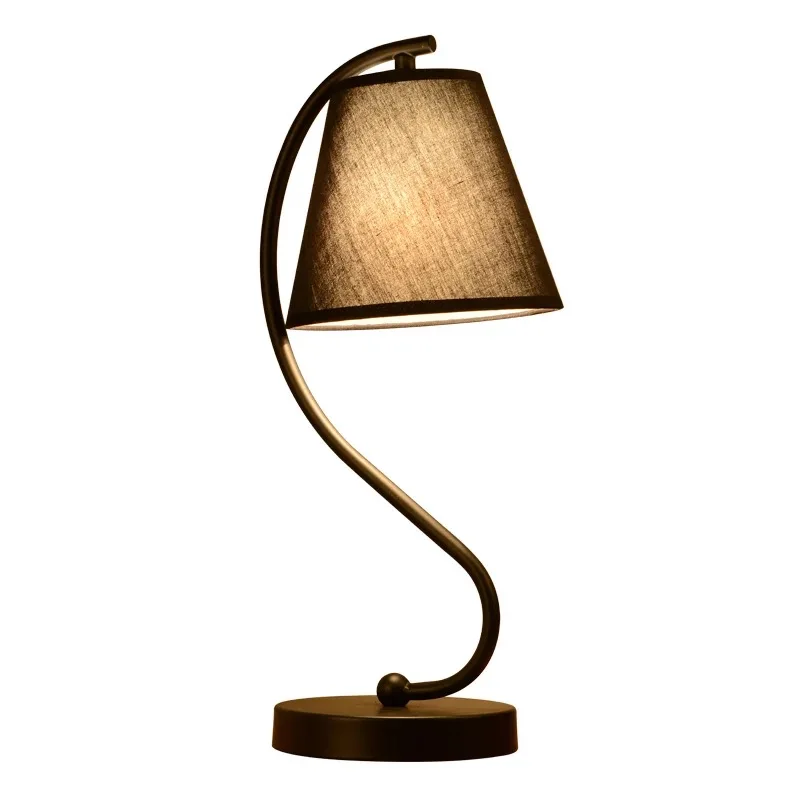 

Modern Simple AC 220V E27 Eye Protection Decorative Table Lamp Household Black Iron Desk Lamps For Bedside Bedroom Study
