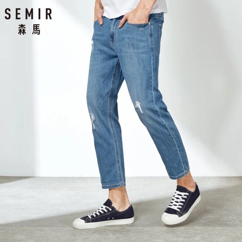 SEMIR Новинка лета 2019 прямые джинсы для мужчин портовые тянущиеся уличные