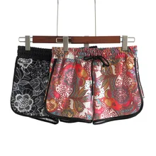 Новые женские Беговые свободные шорты для йоги, эластичные хлопковые шорты с цветочным принтом, женские шорты