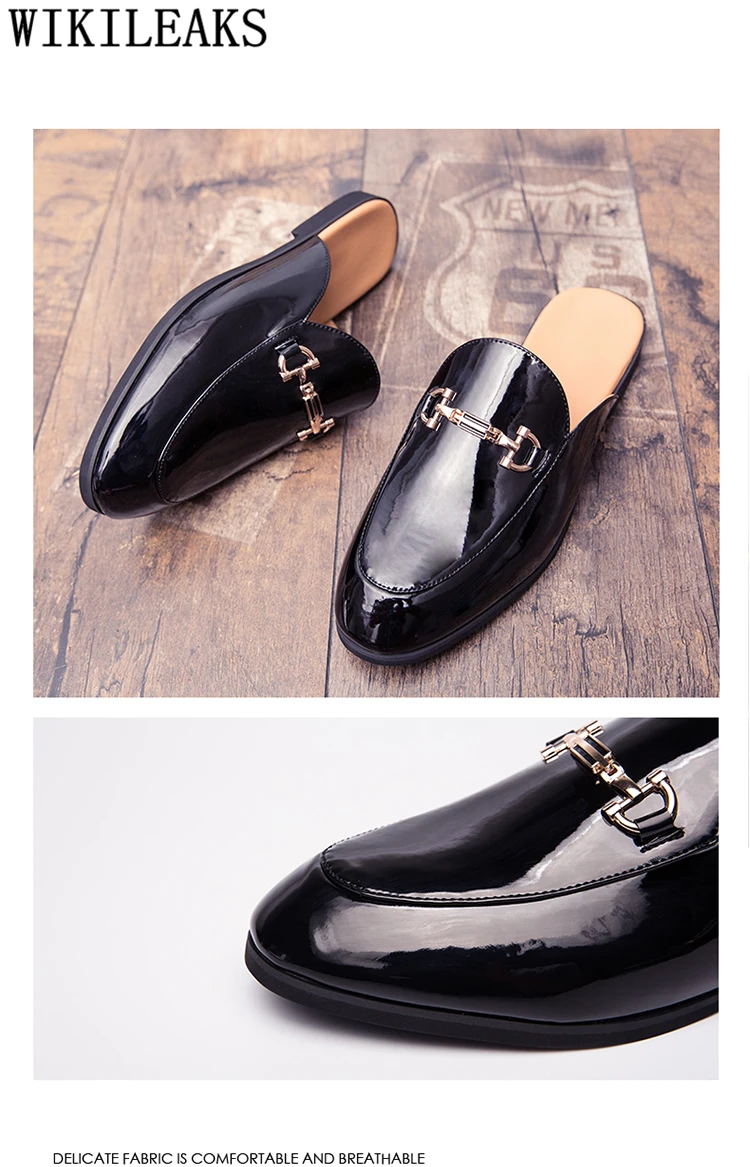 Итальянские мужские шлепанцы; брендовая мужская повседневная обувь из лакированной кожи; Лидер продаж; coiffeur; Дизайнерская обувь для мужчин; шлепанцы; buty meskie