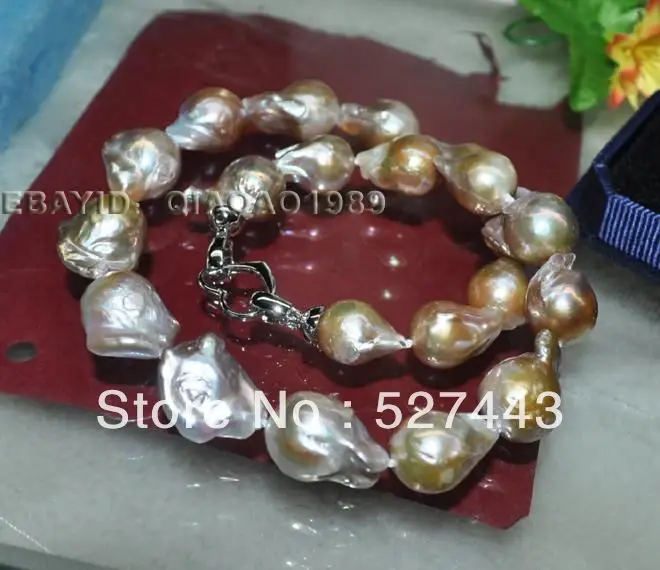 

Wholesale free shipping >> Huge 13-16mm Baroque Furrow KASUMI pearl Necklace