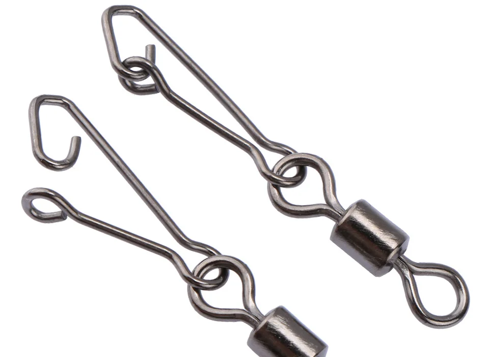 Giros de Pesca de Aço Giratória com Enganchada ms + ql Goture Lote Inoxidável Rolling Snap Pesca Gancho Conector 200 Pçs - 5 Ferramentas de pesca