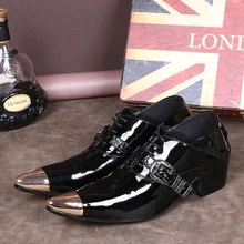 Mens pointed gold toe dress shoes high heels genuine leather italian shoes men leather loafers buckle wedding office shoes male mycolen brand fashion 2018 summer black flats pointed toe buckle mens dress shoes genuine leather men office wedding shoes