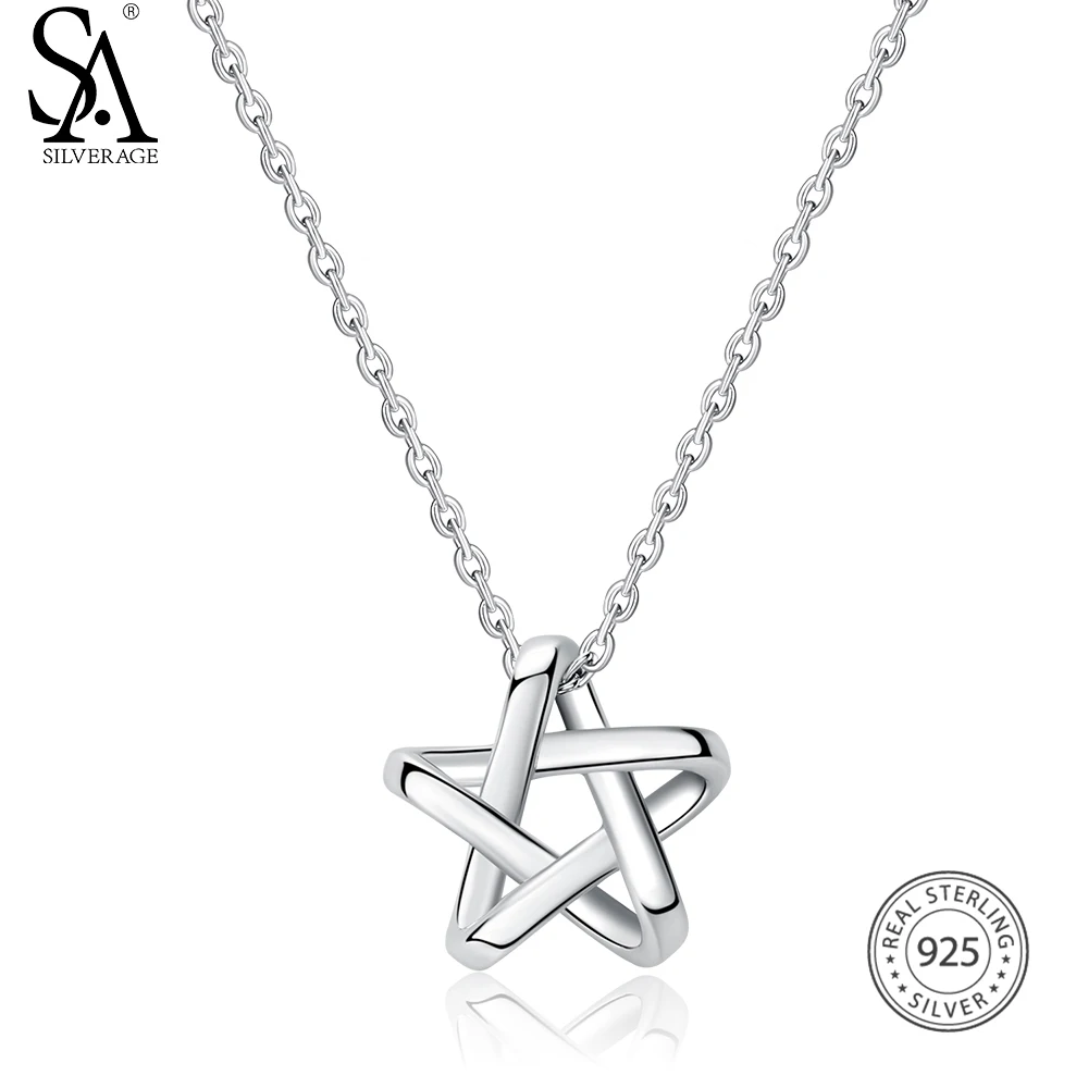 SA SILVERAGE Real 925 Sterling Silver Long Necklaces Pendants Fine 