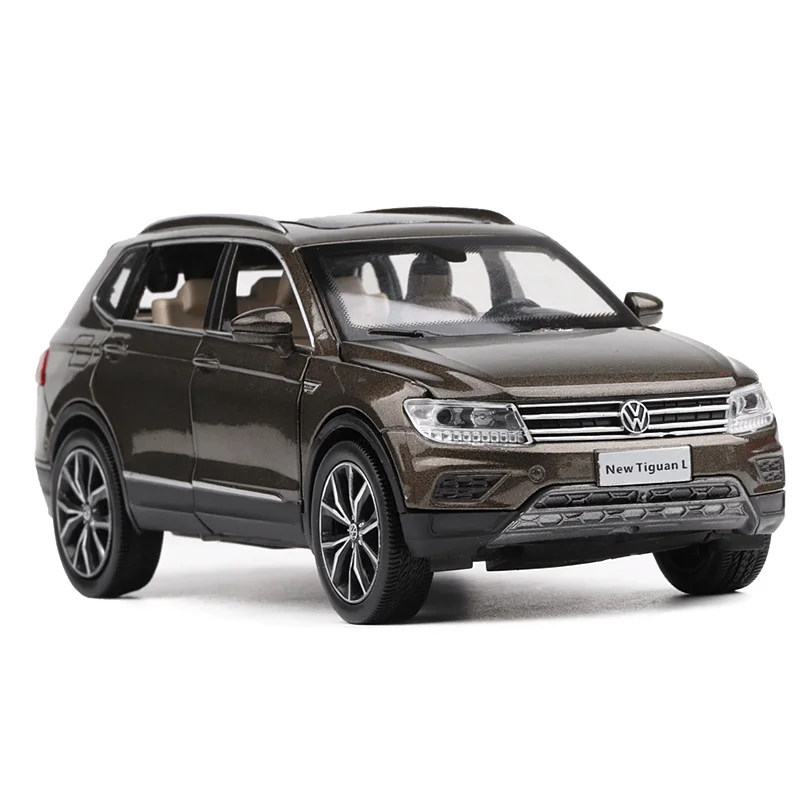 Высокое качество 1:32 Новая модель сплава Tiguan L, моделирование литья под давлением звука и света оттягивающаяся назад модель украшения