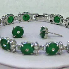 Бусины из натурального материала натуральный зеленый камень звено браслет/серьги комплект AAA 7,5 дюймов кварцевый камень оптом широкие часы крылья